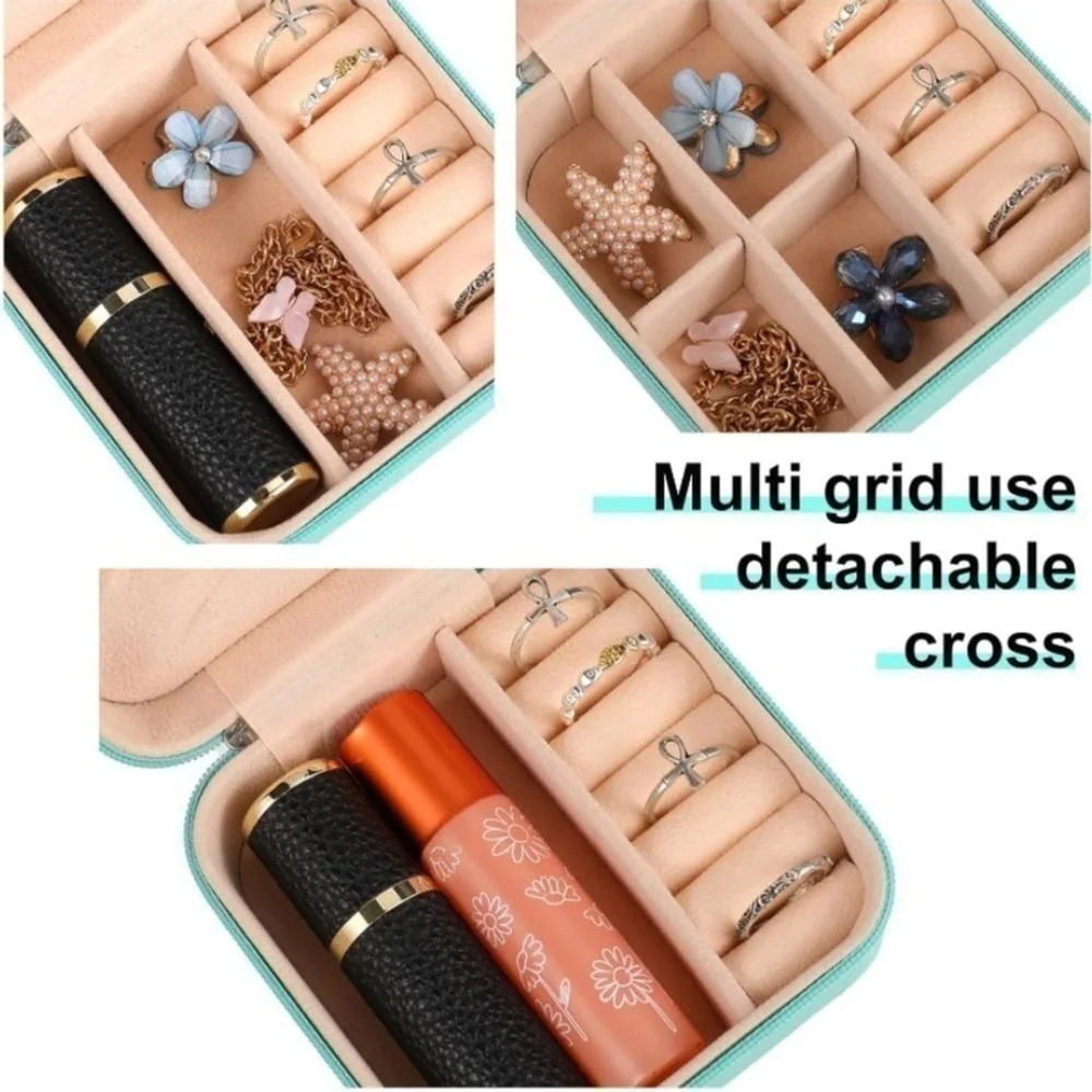 Travel Jewelry Organizer Box Aqua Blue Portable Storage Case